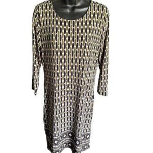 Michael Kors Green and Blue 3/4 Sleeve Shift Dress Size 8
